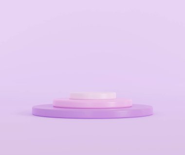 Geometrik şekilli soyut minimalist sahne. Ürün sunumu için podyum. 3d oluşturma.