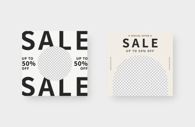 Minimalist moda sosyal medya paylaşımı. Düzenlenebilir moda sosyal medya ileti şablonu. Vektör illüstrasyonu.