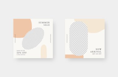 Minimalist moda sosyal medya paylaşımı. Düzenlenebilir moda sosyal medya ileti şablonu. Vektör illüstrasyonu.