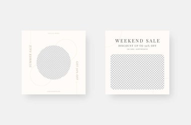 Minimalist moda sosyal medya paylaşımı. Düzenlenebilir moda sosyal medya ileti şablonu. Vektör illüstrasyonu.