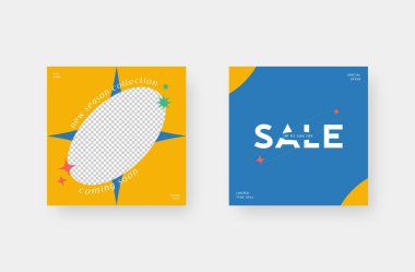 Minimalist moda sosyal medya paylaşımı. Düzenlenebilir moda sosyal medya ileti şablonu. Vektör illüstrasyonu.