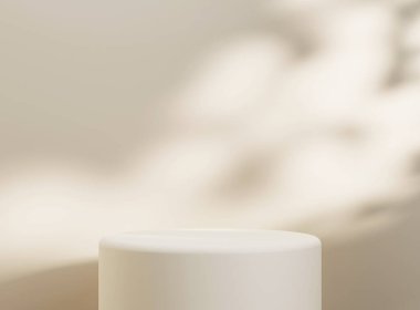 Product display podium with soft shadow. Product presentation background. 3D rendering.