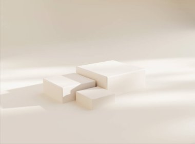 Product display podium with soft shadow. Product presentation background. 3D rendering.