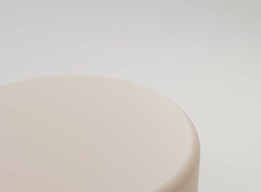 Minimum arkaplanda boş silindir podyumu. Geometrik formlarla soyut asgari sahne. Ürün sunumu için tasarım. 3B görüntüleme.