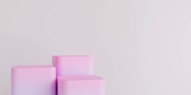 Minimum arkaplanda boş silindir podyumu. Geometrik formlarla soyut asgari sahne. Ürün sunumu için tasarım. 3B görüntüleme.