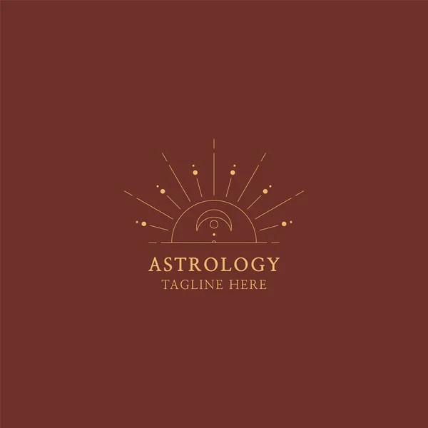 Astrologie Logo Ontwerp Template Geometrische Logo Design Met Hemelse Lijn — Stockvector