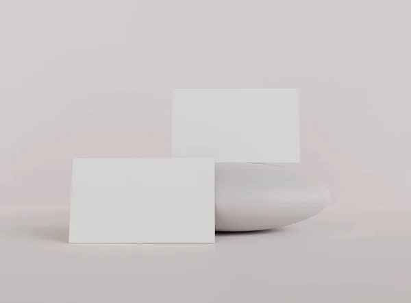 Cartões Visita Branco Cena Maquilhagem Modelo Para Identidade Marca Renderização — Fotografia de Stock