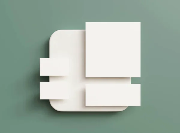 3D空白の紙と名刺 モックアップシーン ブランドアイデンティティのためのテンプレート 3Dレンダリング — ストック写真