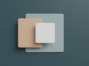 Boş geometrik formların üst görüntüsü. Ürün sunumu için tasarım için soyut minimal sahne tasarımı. 3B görüntüleme.