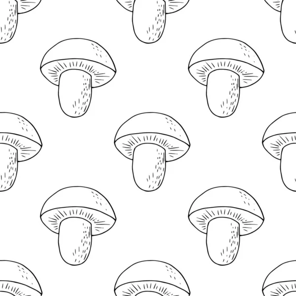 mushroom seamless pattern hand drawn. , minimalism, scandinavian, monochrome, nordic. porcini mushroom textiles wallpaper wrapping paper background