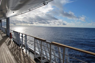 Ocean view from a cruise ship deck clipart