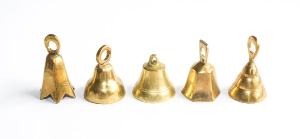 Five brass jingle bells — Stock Photo, Image