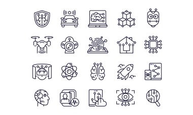 Yapay Zeka simgeleri vektör tasarımı 