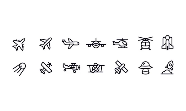 Іконки Лінії Повітряного Транспорту Editable Stroke — стоковий вектор