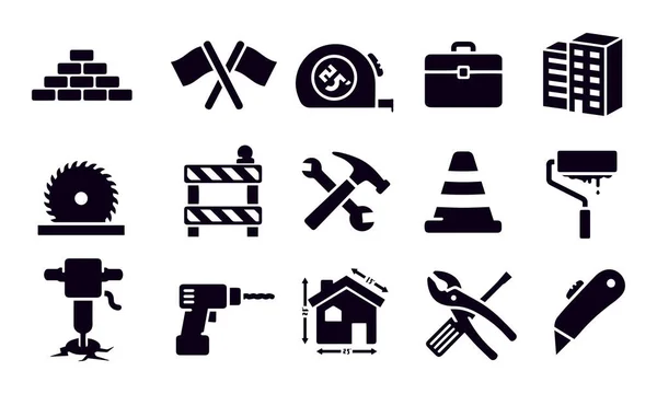 Black Icons Construction Vector Design — Stock Vector