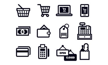 Alışveriş simgeleri vektör tasarımı 