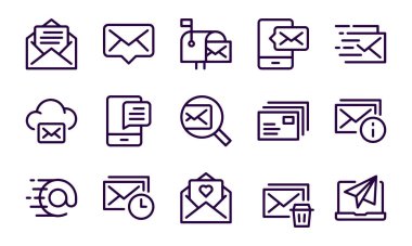 E- posta ve Mesajlaşma - Satır Simgeleri vektör tasarımı 