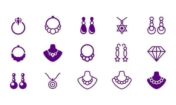 Icono Joyería Conjunto Vector Diseño — Archivo Imágenes Vectoriales