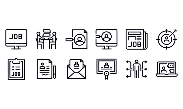 Job Search Line Icon Set Vektor Design — Stockvektor