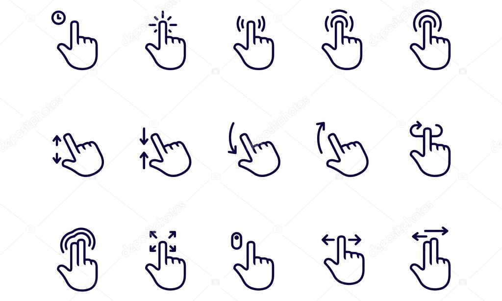 Touch screen gesture vector icons vector design 