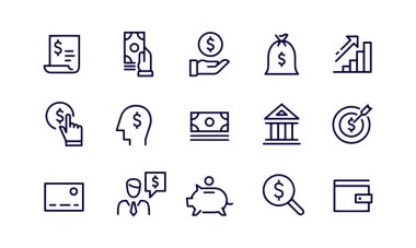 Finans ve Para Simgeleri vektör tasarımı 
