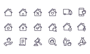 Emlak Çizgisi Simgeleri. Düzenlenebilir Çarpışma vektör tasarımı 