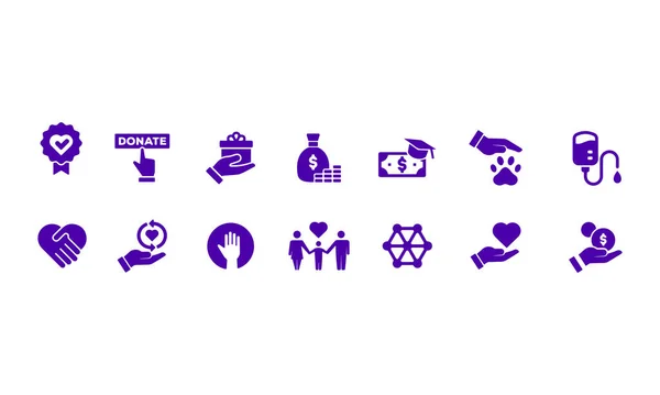 Charity Und Spende Icon Set Vektor Design — Stockvektor