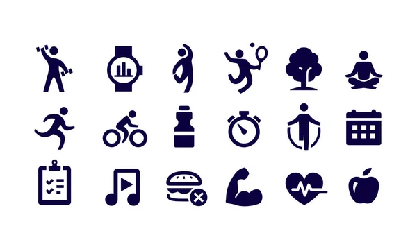 Gesundheit Und Fitness Symbole Set Vektor Design — Stockvektor