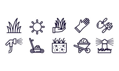 Çimen Çizgisi Simgeleri vektör tasarımı 