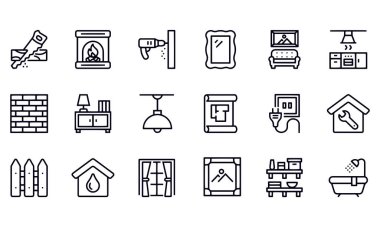 Home Decoration Line Icons vector design 