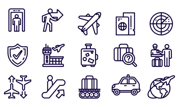 Airport Transportation Line Icons Vector Design — Vettoriale Stock