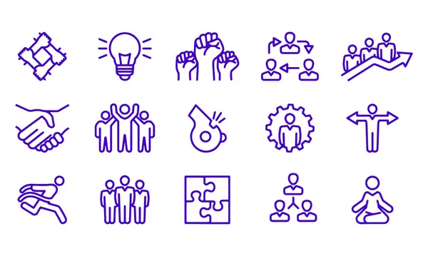Business Teamwork Line Icons Vector Design — Stockvector