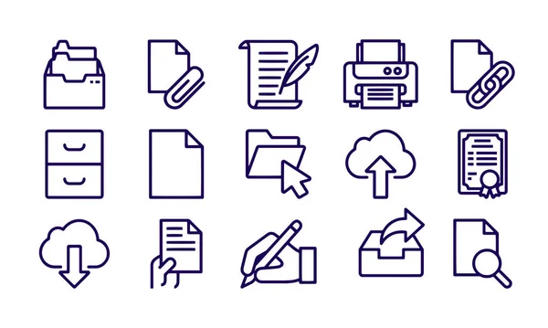 Document Business Line Icons Vector Design — 스톡 벡터