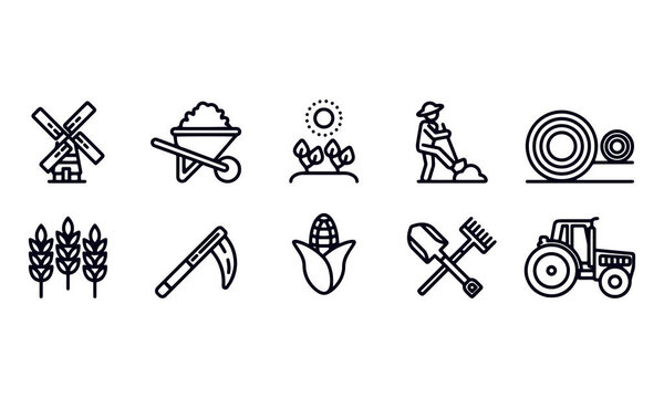 Farming and Agriculture Line Icons vector design 