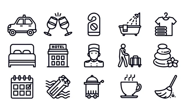 Hotel Services Line Iconen Vector Ontwerp — Stockvector