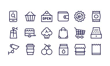 Perakende Depolama Simgeleri vektör tasarımı 