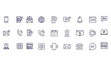  Contact Us Line Icon Set vector design 