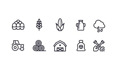  Agriculture - outline icon set vector design 