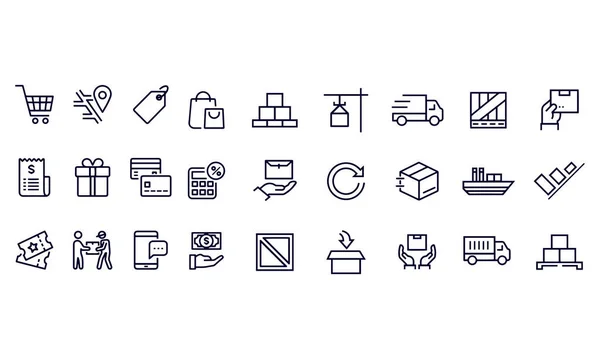 Shopping Delivery Line Icons Vector Design — Stockvektor