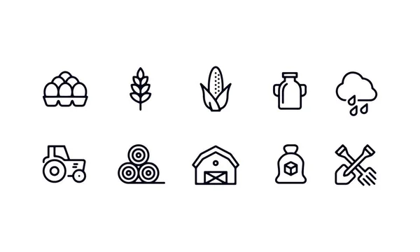 Agriculture Outline Icon Set Vector Design — Stockvector