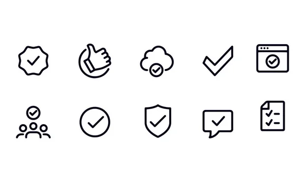 Approved Checked Ine Icons Vector Design — Stock vektor