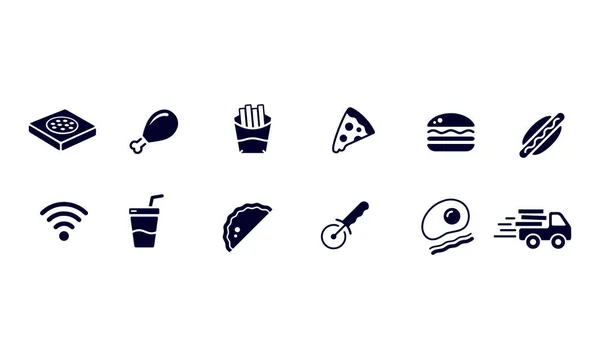 Pizza Fast Food Restaurant Icons Vector Design —  Vetores de Stock