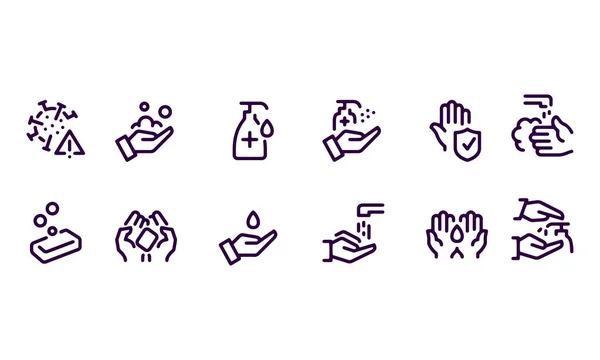 Händewaschen Und Hygiene Symbole — Stockvektor