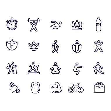  Fitness Simgeleri Vektör Tasarımı Ayarla 