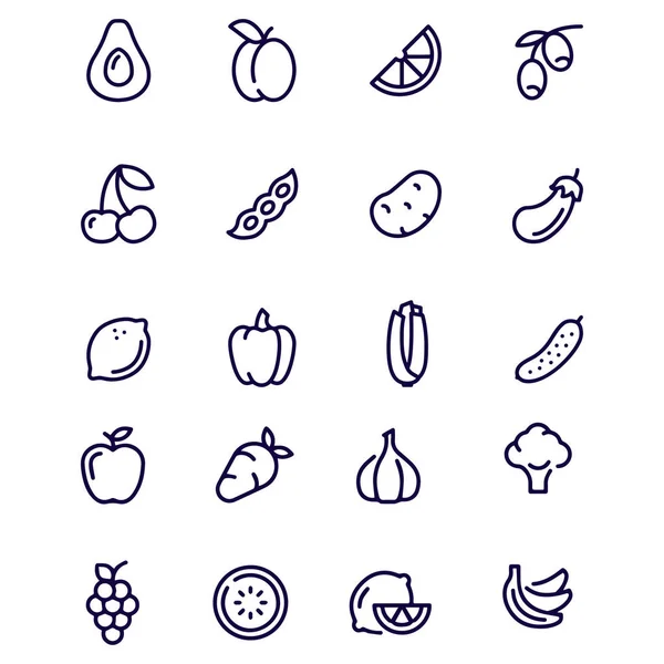 Εικονίδια Σειράς Φρούτων Και Λαχανικών Ορισμός Διανυσματικού Σχεδιασμού — Διανυσματικό Αρχείο