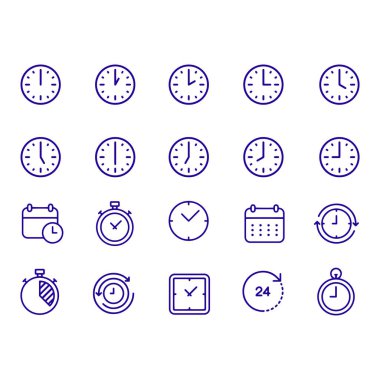 Zaman ve Saat Çizgisi Simgesi vektör tasarımı 