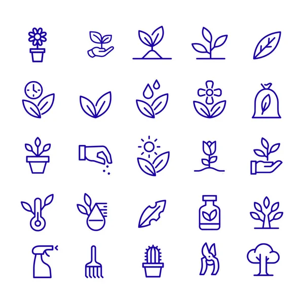 Jardinería Plantas Iconos Diseño Vectores — Archivo Imágenes Vectoriales