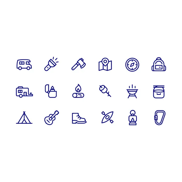 Webcamping Line Icons Conception Vectorielle Avc Modifiable — Image vectorielle