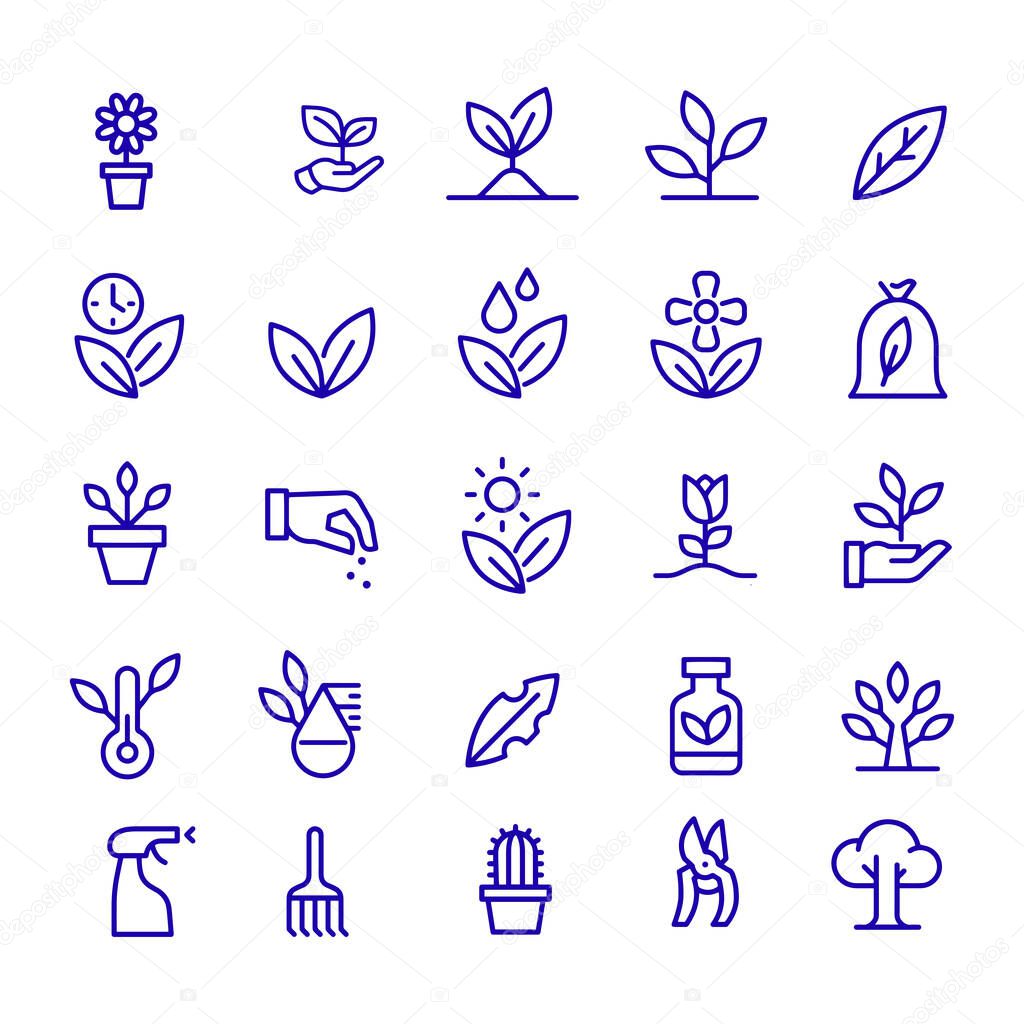 Gardening and plants icons vector design 