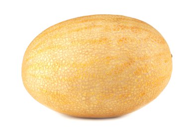 The yellow ripe melon is isolated on a white background.